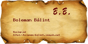 Boleman Bálint névjegykártya